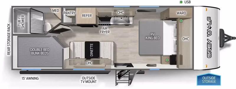 2027 Forest River Cherokee Grey Wolf Travel Trailer 22MKSE - Image 1