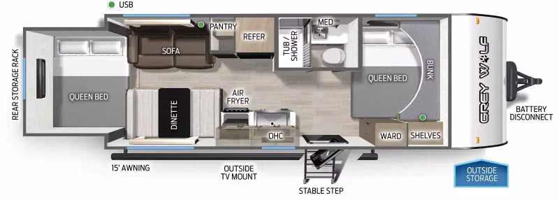 2027 Forest River Cherokee Grey Wolf Travel Trailer 26DBH - Image 1